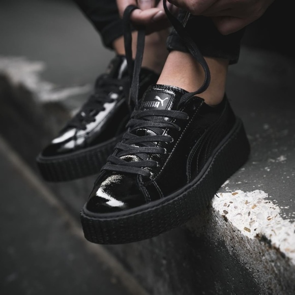 puma fenty creepers black patent